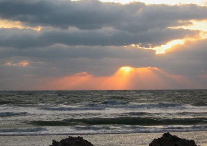 Waterfront dining with sunset views
